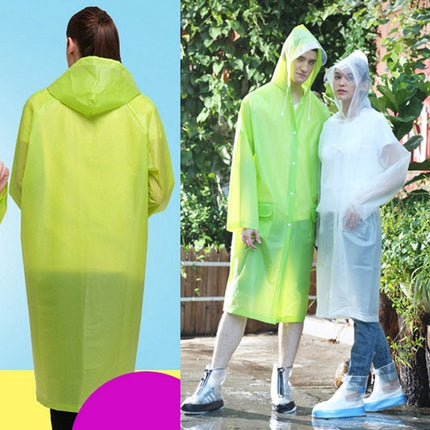 Fashion Adult Lightweight EVA Transparent Frosted Raincoat Big Hat With Pocket Size: M(Yellow)-garmade.com