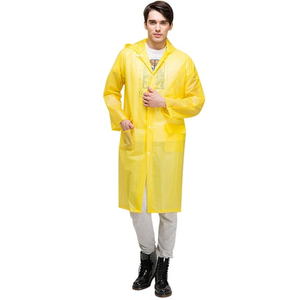 Fashion Adult Lightweight EVA Transparent Frosted Raincoat Big Hat With Pocket Size: L(Yellow)-garmade.com