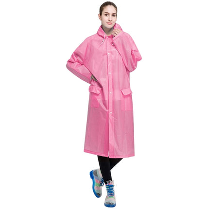 Fashion Adult Lightweight EVA Transparent Frosted Raincoat Big Hat With Pocket Size: XL(Pink)-garmade.com