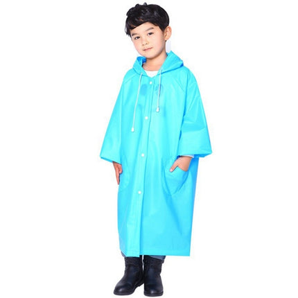 Fashion Children Lightweight EVA Transparent Frosted Raincoat Big Hat With Pocket Size: XL(Blue)-garmade.com