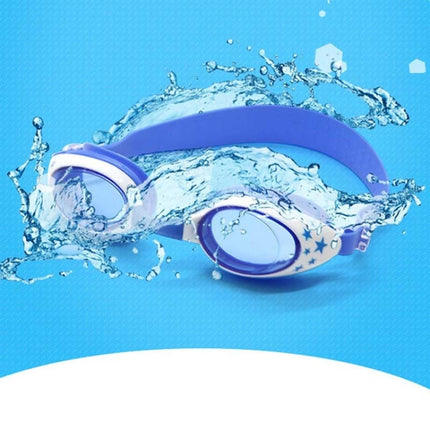 Star Pattern Anti-fog Silicone Swimming Goggles with Ear Plugs for Children(Blue)-garmade.com