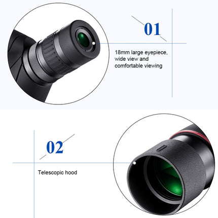 HTK-72 20x-60x High Definition Night Vision Zoom Monocular Telescope for Outdoor Camping Birdwatching with Tripod(Black)-garmade.com