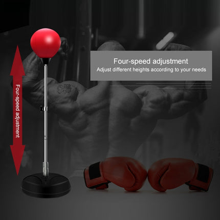 Adult Base Version Height Adjustable Vertical PU Leather Vent Ball Boxing Speed Ball Family Fitness Equipment with Gloves(Black Red)-garmade.com