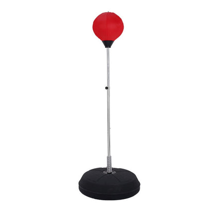 Adult Base Version Height Adjustable Vertical PU Leather Vent Ball Boxing Speed Ball Family Fitness Equipment without Gloves(Red)-garmade.com