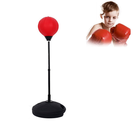 Children Base Version Height Adjustable Vertical PU Leather Vent Ball Boxing Speed Ball Family Fitness Equipment without Gloves(Red)-garmade.com