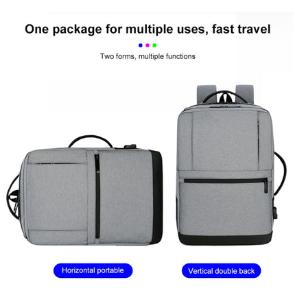 OUMANTU 1908 Large Capacity Men Laptop Backpack Business Travel Shoulders Bag with External USB Charging Port(Black)-garmade.com