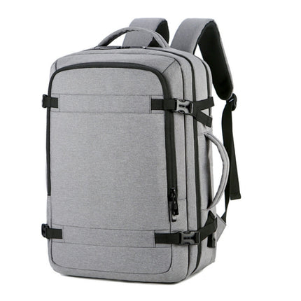 OUMANTU 1907 Large Capacity Men Laptop Backpack Business Travel Shoulders Bag with External USB Charging Port(Grey)-garmade.com