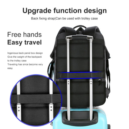 OUMANTU 1907 Large Capacity Men Laptop Backpack Business Travel Shoulders Bag with External USB Charging Port(Black)-garmade.com