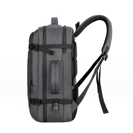OUMANTU 1907 Large Capacity Men Laptop Backpack Business Travel Shoulders Bag with External USB Charging Port(Grey)-garmade.com
