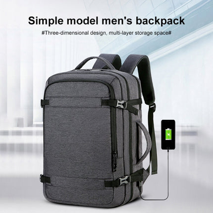 OUMANTU 1907 Large Capacity Men Laptop Backpack Business Travel Shoulders Bag with External USB Charging Port(Black)-garmade.com