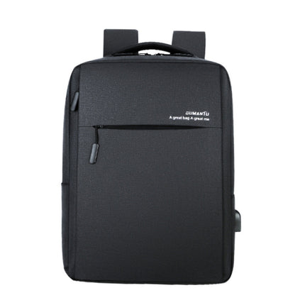 OUMANTU 9002A Business Laptop Bag Men Casual Backpack with External USB Port(Black)-garmade.com