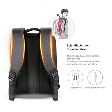 OUMANTU 9002A Business Laptop Bag Men Casual Backpack with External USB Port(Light Grey)-garmade.com