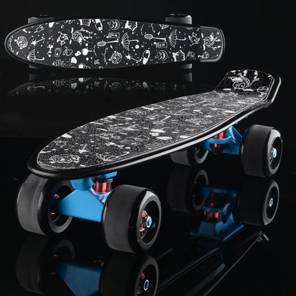 Shining Fish Plate Scooter Single Tilt Four Wheel Skateboard with 72mm Grinding Wheel(Black Blue)-garmade.com