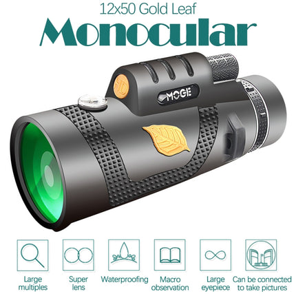 Moge 12x50 Professional HD Monocular Night Vision Telescope With Tripod-garmade.com