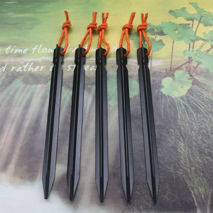 5 PCS Aluminium Alloy Tent Peg Nail Outdoor Traveling Tent Accessories with Rope, Length: 18cm(Black)-garmade.com
