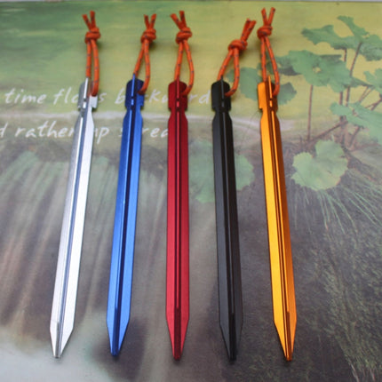 5 PCS Aluminium Alloy Tent Peg Nail Outdoor Traveling Tent Accessories with Rope, Length: 18cm(Black)-garmade.com