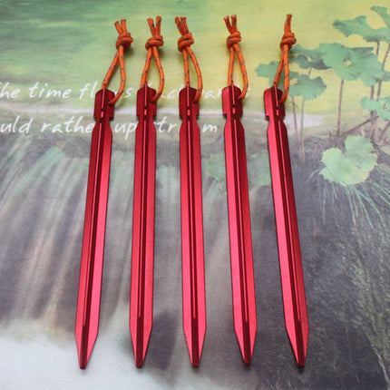 5 PCS Aluminium Alloy Tent Peg Nail Outdoor Traveling Tent Accessories with Rope, Length: 18cm(Red)-garmade.com