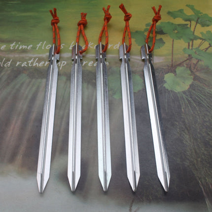 5 PCS Aluminium Alloy Tent Peg Nail Outdoor Traveling Tent Accessories with Rope, Length: 18cm(White)-garmade.com