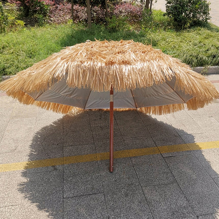 Beach Holiday Shade Imitation Straw Umbrella, Specification: 2m(Coffee)-garmade.com