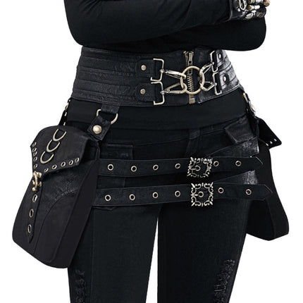 FBG003BK Ladies PU Leather Waist Bag, Size: 23 x 19.5cm, Strap Length: 130cm-garmade.com