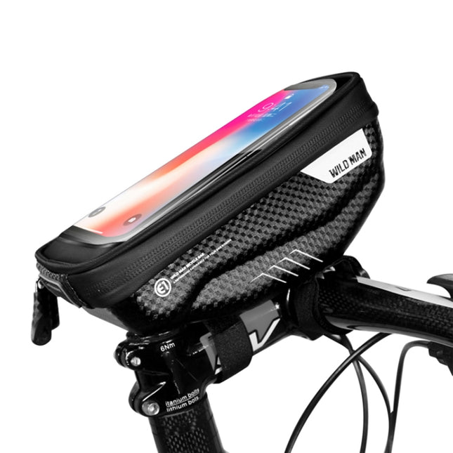 WILD MAN E1 Waterproof Front Bag MTB Mobile Phone Sets Bicycle Tube Bag Riding Accessories (Black)-garmade.com