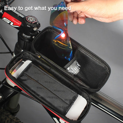 WILD MAN E2 Waterproof Front Bag MTB Mobile Phone Sets Bicycle Tube Bag Riding Accessories(Black)-garmade.com