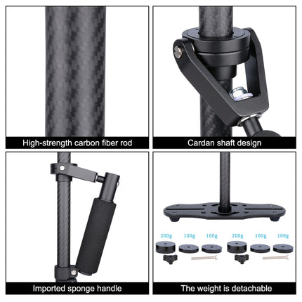 PULUZ 38.5-61cm Carbon Fibre Handheld Stabilizer for DSLR & DV Digital Video & Cameras, Load Range: 0.5-3kg(Black)-garmade.com