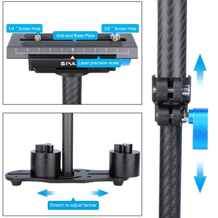 PULUZ 38.5-61cm Carbon Fibre Handheld Stabilizer for DSLR & DV Digital Video & Cameras, Load Range: 0.5-3kg(Black)-garmade.com