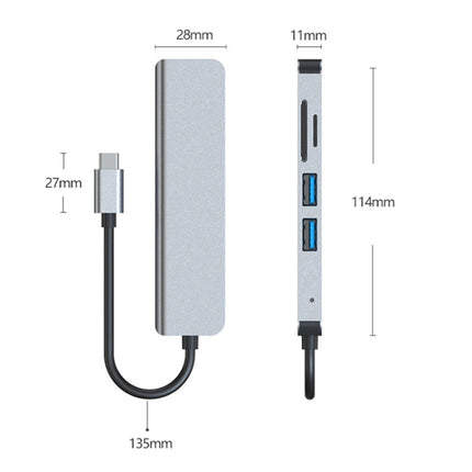 5 in 1 USB-C / Type-C to 4K HDMI + SD / TF Card Slot + USB 2.0 + USB 3.0 Multifunctional Docking Station HUB-garmade.com