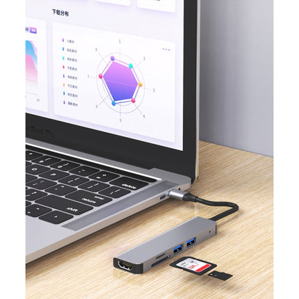 5 in 1 USB-C / Type-C to 4K HDMI + SD / TF Card Slot + USB 2.0 + USB 3.0 Multifunctional Docking Station HUB-garmade.com