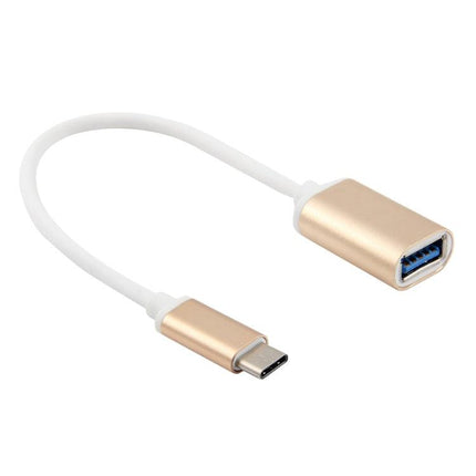 20cm Metal Head USB 3.1 Type-c Male to USB 3.0 Female Adapter Cable(Gold)-garmade.com