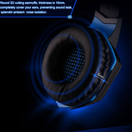 KOTION EACH G2000 Over-ear Game Gaming Headphone Headset Earphone Headband with Mic Stereo Bass LED Light for PC Gamer,Cable Length: About 2.2m(Blue + Black)-garmade.com