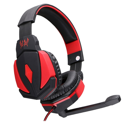 KOTION EACH G4000 USB Version Stereo Gaming Headphone Headset Headband with Microphone Volume Control LED Light for PC Gamer,Cable Length: About 2.2m(Black Red)-garmade.com