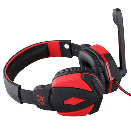 KOTION EACH G4000 USB Version Stereo Gaming Headphone Headset Headband with Microphone Volume Control LED Light for PC Gamer,Cable Length: About 2.2m(Black Red)-garmade.com