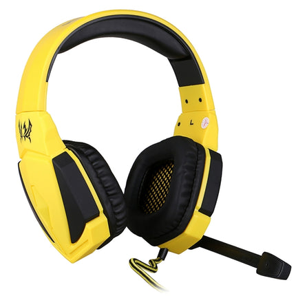 KOTION EACH G4000 USB Version Stereo Gaming Headphone Headset Headband with Microphone Volume Control LED Light (Black Yellow)-garmade.com