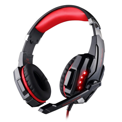 KOTION EACH G9000 3.5mm Game Gaming Headphone Headset Earphone Headband with Microphone LED Light (Black Red)-garmade.com