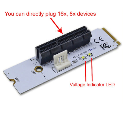 NGFF M.2 Key M to PCI-E 1X / 4X / 8X / 16X Graphics Card Mining Slot Adapter Riser Converter Card with LED-garmade.com