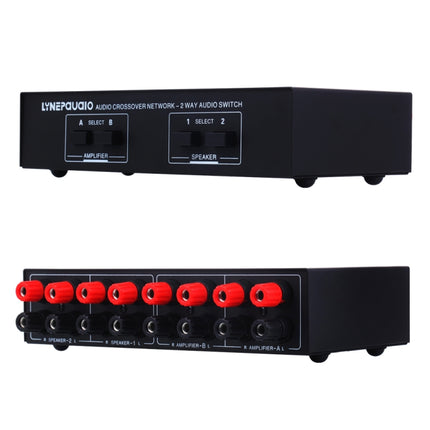 B822 Passive Speaker Switch 2 Channel Power Amplifier Audio Switch Loudspeaker, 2 Input and 2 Output (Black)-garmade.com