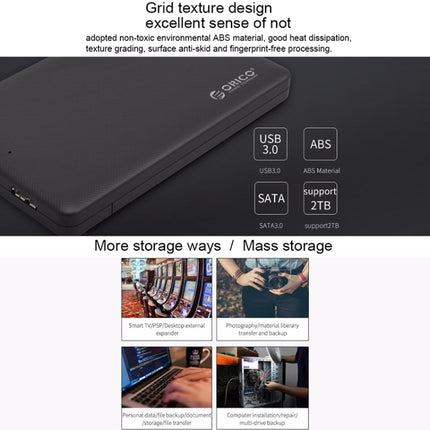 ORICO 2577U3 Grid Texture Design 2.5 inch ABS USB 3.0 Hard Drive Enclosure Box(Black)-garmade.com
