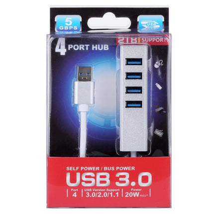 5Gbps Super Speed Self / Bus Power 4 Ports USB 3.0 HUB (Silver)-garmade.com