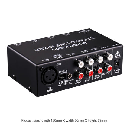 LINEPAUDIO B895 Five-channel Stereo Microphone Mixer with Earphone Monitoring(Black)-garmade.com