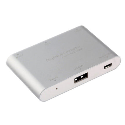 P27 Metal Cover Micro USB to HDMI + VGA HDTV Converter Digital AV Adapter, Power by EZCast, Support iOS / Android / Windows System(Silver)-garmade.com
