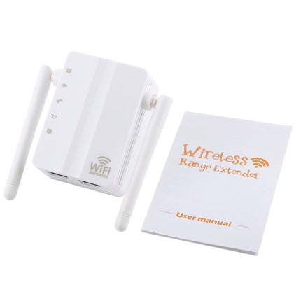 300Mbps Wireless-N Range Extender WiFi Repeater Signal Booster Network Router with 2 External Antenna, EU Plug(White)-garmade.com