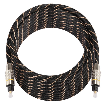 10m OD6.0mm Gold Plated Metal Head Woven Net Line Toslink Male to Male Digital Optical Audio Cable-garmade.com