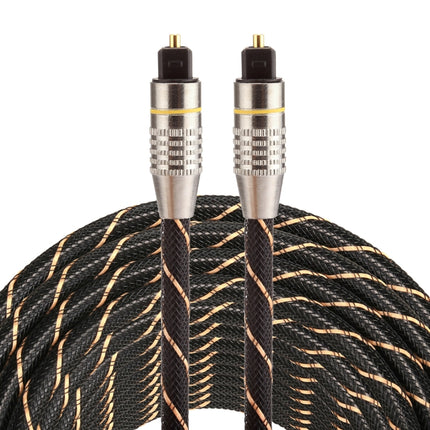 15m OD6.0mm Gold Plated Metal Head Woven Net Line Toslink Male to Male Digital Optical Audio Cable-garmade.com