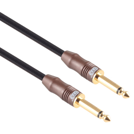 EMK 6.35mm Male to Male 3 Section Gold-plated Plug Cotton Braided Audio Cable for Guitar Amplifier Mixer, Length: 1.5m(Black)-garmade.com