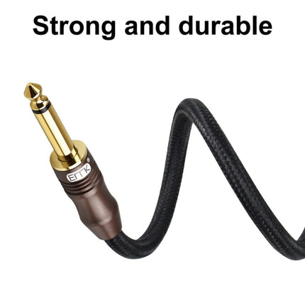 EMK 6.35mm Male to Male 3 Section Gold-plated Plug Cotton Braided Audio Cable for Guitar Amplifier Mixer, Length: 1.5m(Black)-garmade.com