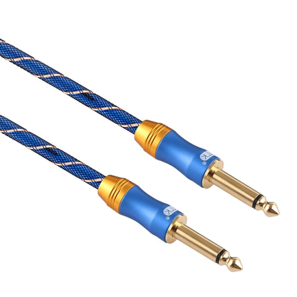 EMK 6.35mm Male to Male 3 Section Gold-plated Plug Grid Nylon Braided Audio Cable for Speaker Amplifier Mixer, Length: 1.5m(Blue)-garmade.com