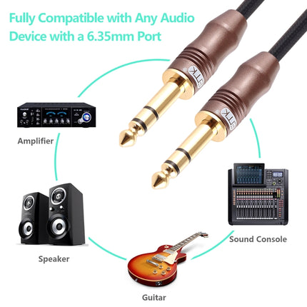 EMK 6.35mm Male to Male 4 Section Gold-plated Plug Cotton Braided Audio Cable for Guitar Amplifier Mixer, Length: 2m(Black)-garmade.com