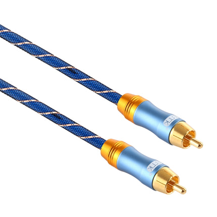 EMK 8mm RCA Male to 6mm RCA Male Gold-plated Plug Grid Nylon Braided Audio Coaxial Cable for Speaker Amplifier Mixer, Length: 2m(Blue)-garmade.com